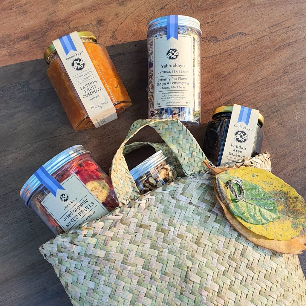 Woven bag with healthy products